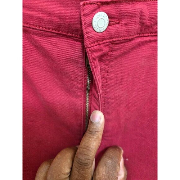 Loft Women's Red Frayed Hem Skinny Jeans Size 14/32 - Picture 4 of 9